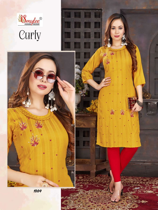 Curly By Rung Rayon Designer Kurtis Catalog